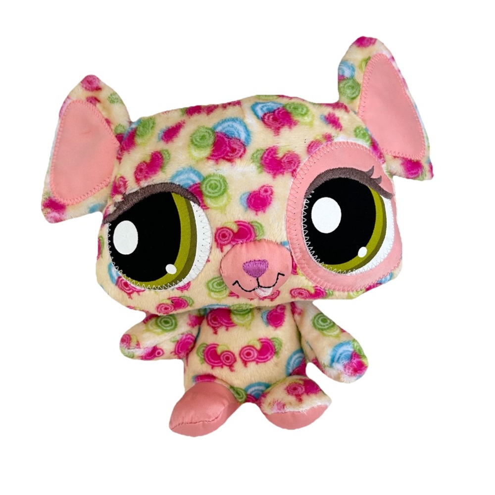 LPS Littlest Pet Shop Plush Happiest Mouse Stuffed Animal 8" Green Eyes 2008